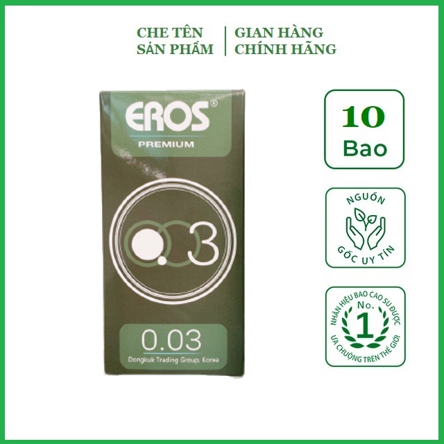 Bao cao su siêu mỏng Eros siêu mỏng 0.03mm - hộp 10 chiếc