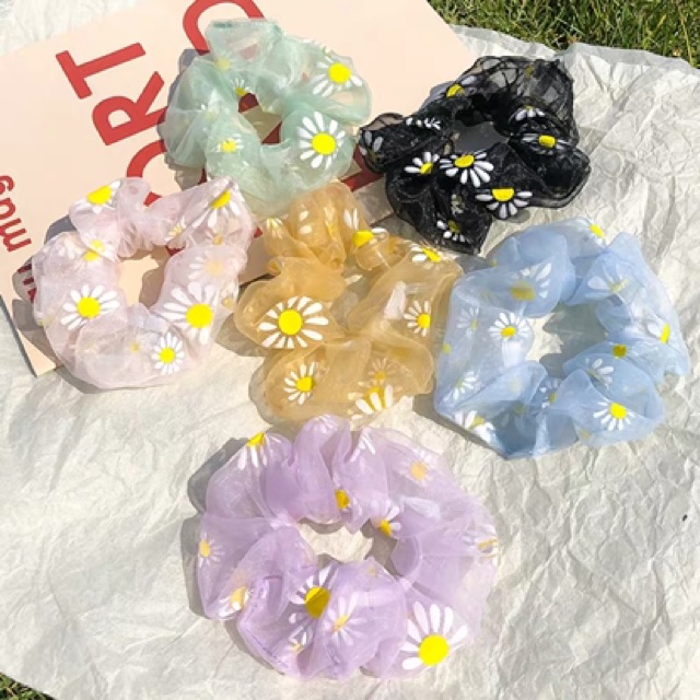 Chun buộc tóc scrunchies vải von cực xinh