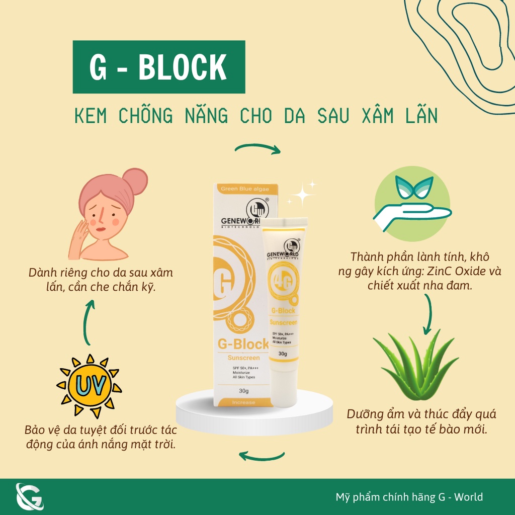G- Block kem chống nắng cho da sau xâm lấn