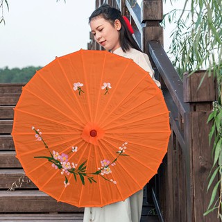 Dù cán gỗ Nhật Bản MÀU CAM đạo cụ dựng phim cổ trang đạo cụ múa phụ kiện trang trí ANDHERE