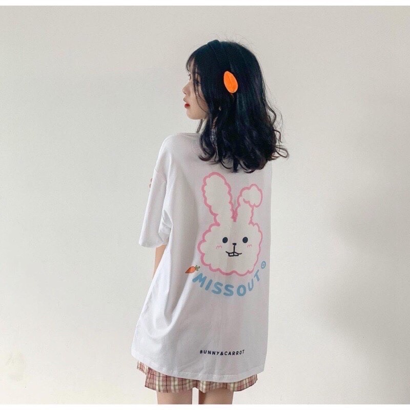 SALE SỐC - Áo thun tay lỡ form rộng hình thỏ missout siêu xinh đủ màu