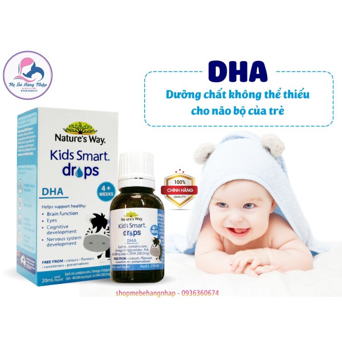 DHA dạng giọt Nature’s Way Kid Smart DHA Drops 20ml Úc Drop