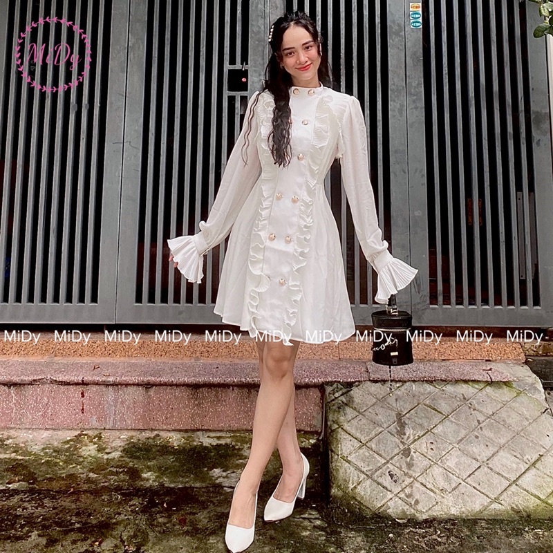 VÁY BÈO TRẮNG CHẤT LỤA TẰM THÁI CAO CẤP 2 LỚP VẢI - MIDY.VN (hình tự chụp) | BigBuy360 - bigbuy360.vn