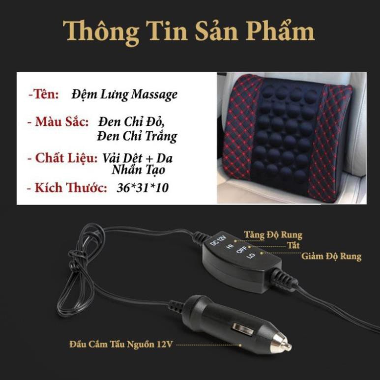 Gối tựa lưng, đệm lưng massage trên xe ô tô , xe hơi - ghế văn phòng chống đau mỏi lưng