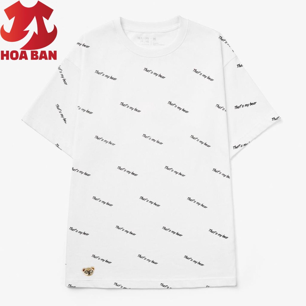 Áo thun unisex WHITEBEAR vải cotton dệt kim sợi đôi, form oversize, trẻ trung, năng động - HAPPYHOW