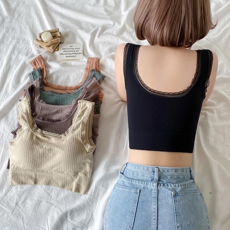 [Giá sỉ] Áo Bra Nữ Cổ Vuông Lưng U Phong Cách Hàn