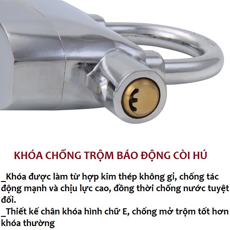 - Khóa báo động chống trộm dùng để khóa xe, khóa nhà cửa, kho hàng, xí nhiệp, văn phòng.-  Tích hợp 2 hệ thống khóa