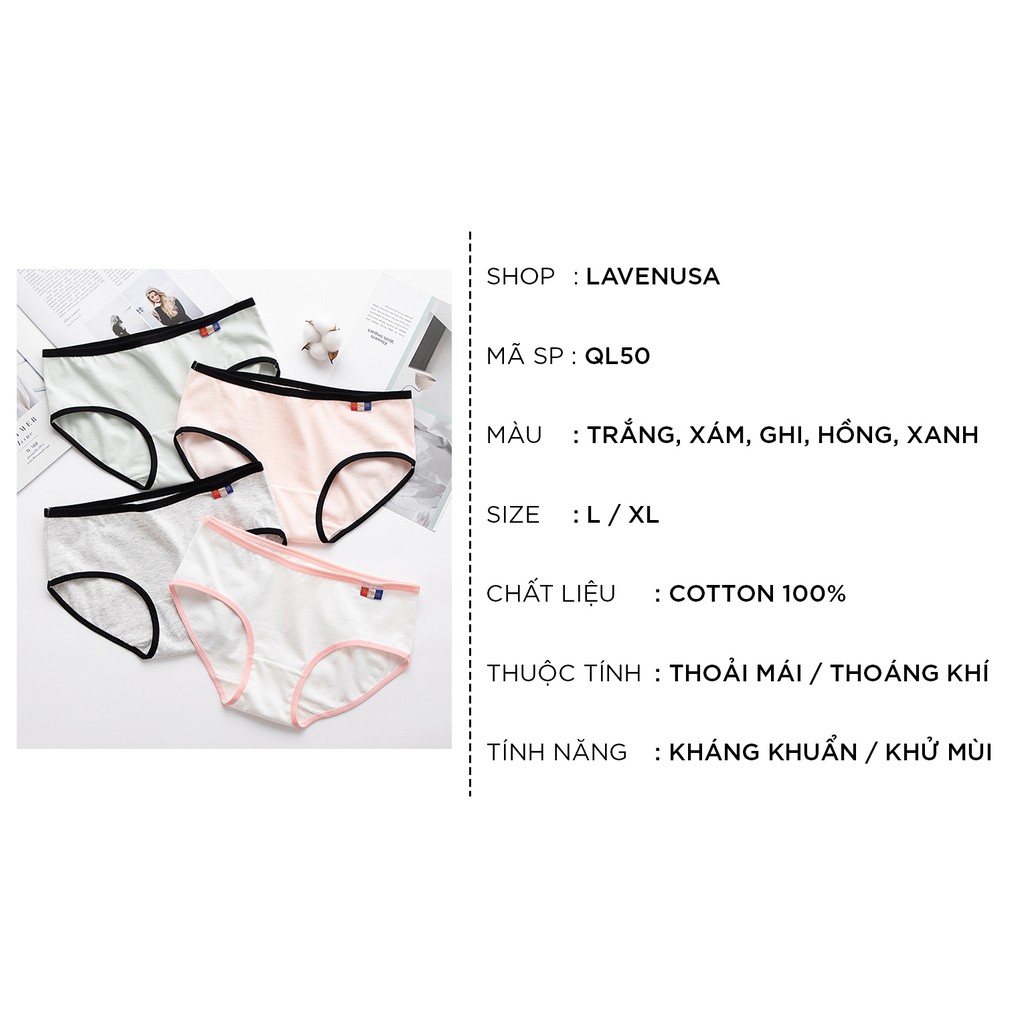 Quần lót nữ giá rẻ cotton cao cấp kháng khuẩn co giãn 4 chiều QL50 | BigBuy360 - bigbuy360.vn