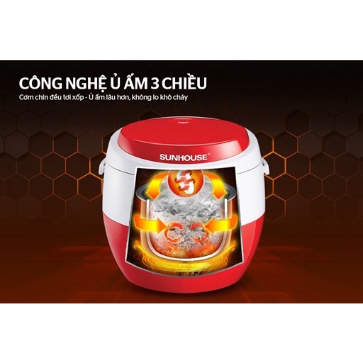 NỒI CƠM ĐIỆN 1.8L SUNHOUSE MAMA SHD86610W - Sản xuất tại Việt Nam-Bảo hành 24 tháng - Lòng nồi 7 lớp dày 2.8mm