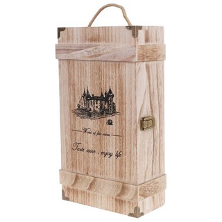 Hộp gỗ 2 ngăn kiểu dáng vintage đựng chai rượu vang