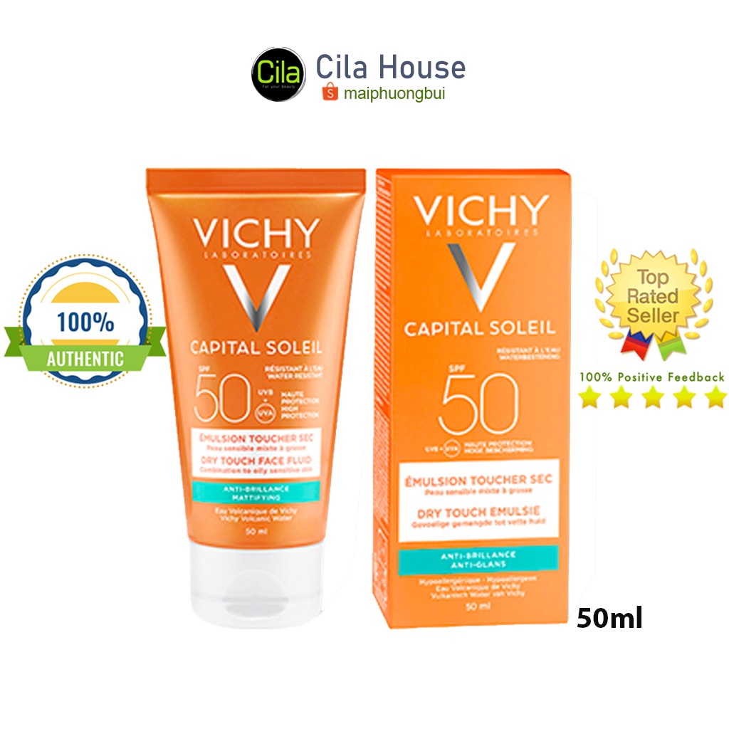 Kem Chống Nắng Vichy Emusion Ideal Soleil SPF50 Mattifying Face Fluid Dry Touch