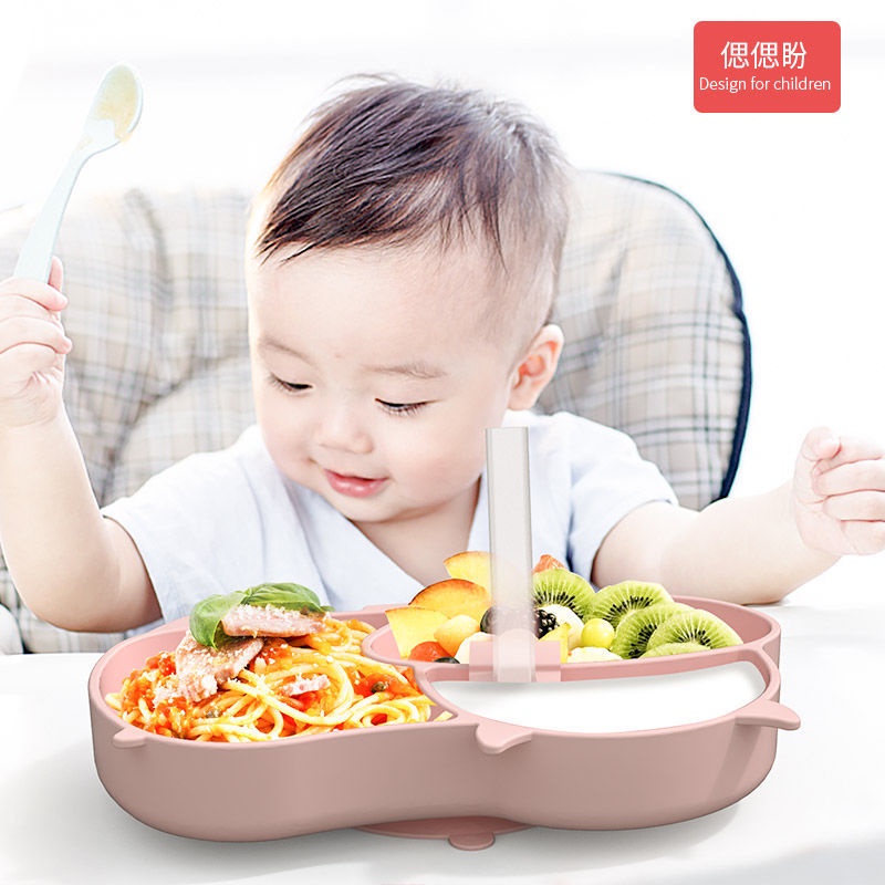 ♛Bộ Dụng Cụ Tập Ăn Bằng Silicon Họa Tiết Hoạt Hình Dễ Thương Cho Bé