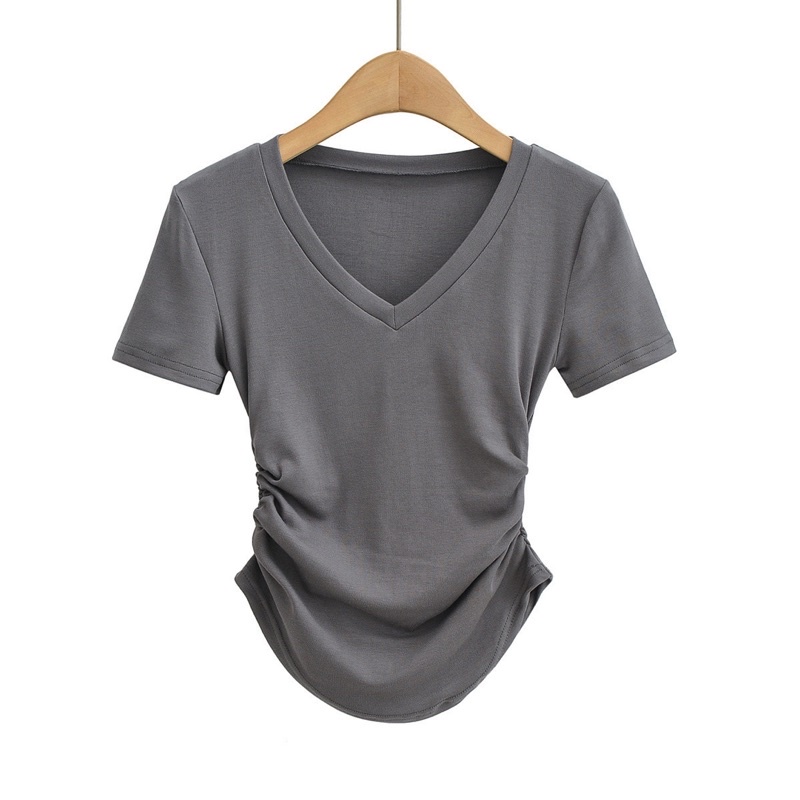 Áo crotop nhún eo, áo thun cotton crotop