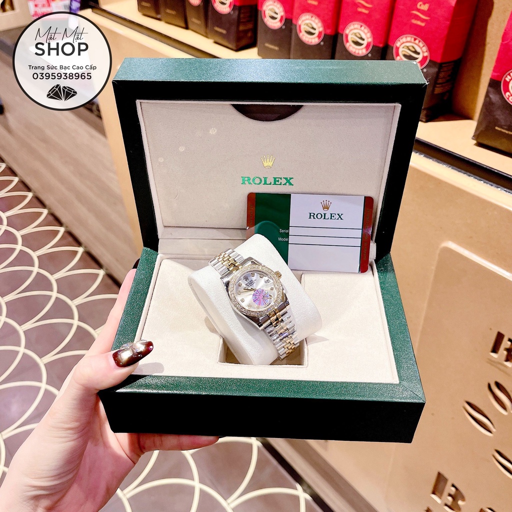 Đồng hồ nữ Dòng Rolex tem 7 màu nay về demi mặt trắng trơn