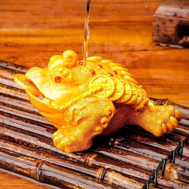 cửa hàng đồ trang trí thú cưng đổi màu Cóc vàng may mắn Pixiu trà có thể nâng cao sáng tạo phun nước phụ kiện
