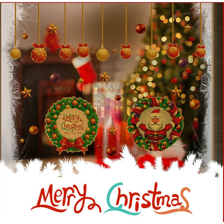 Decal Trang Trí Noel Vòng Nguyệt Quế Ấn Tượng (Ánh Nhũ)