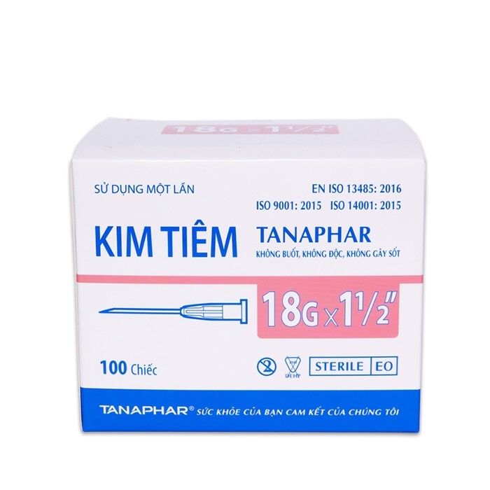 Hộp 100 Kim tiêm Tanaphar đủ các cỡ 18G; 20G; 21G; 23G; 25G; 26G - tiêu chuẩn Châu Âu, tiệt trùng