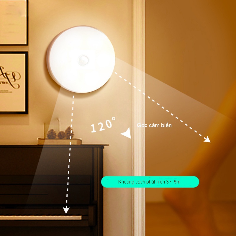 Đèn led cảm ứng chuyển động sạc pin,Đèn ngủ cảm biến thông minh không dây dán tủ quần áo, cầu thang, phòng ngủ