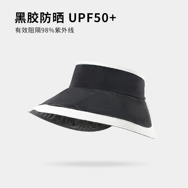 Mũ chống nắng vinyl hở đầu dùng đi biển mùa hè có keo dán màu đen bảo vệ mặt chống tia UV cho nữ