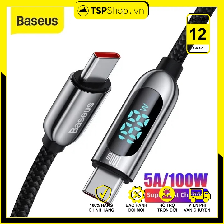 Cáp sạc nhanh Baseus Display Fast Charging Data Cable Type-C to Type-C 100W