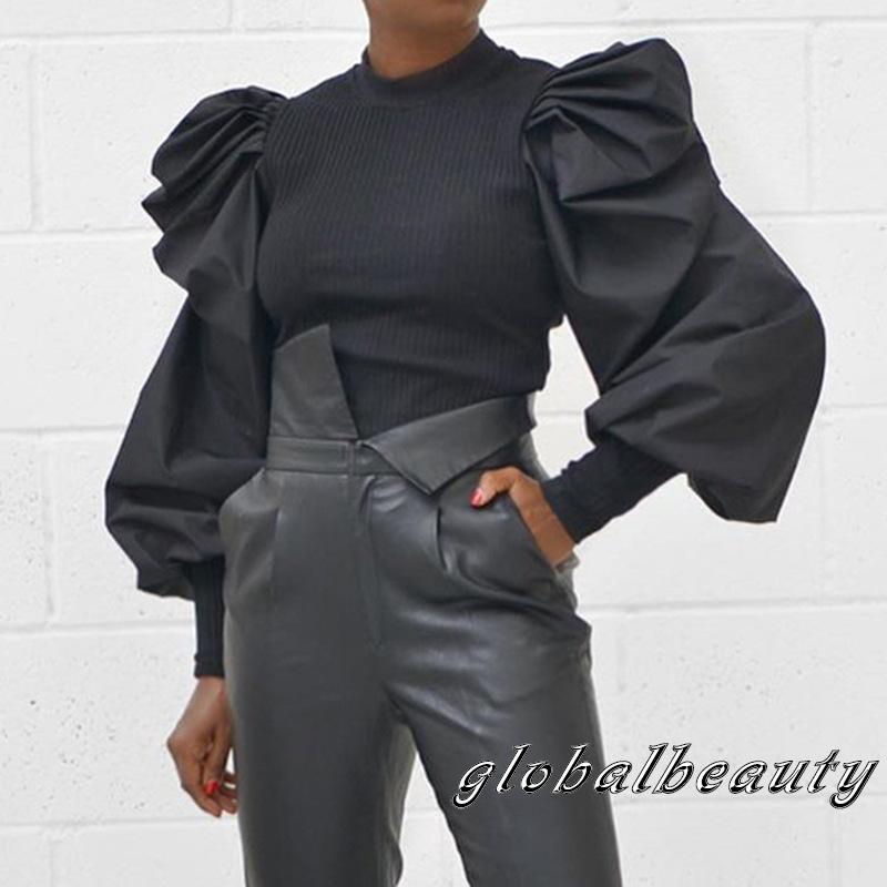 ☛✈ღFashion Womens Puff Sleeve Jumper Ladies Casual High Round Tops T-Shirt Blouse | BigBuy360 - bigbuy360.vn