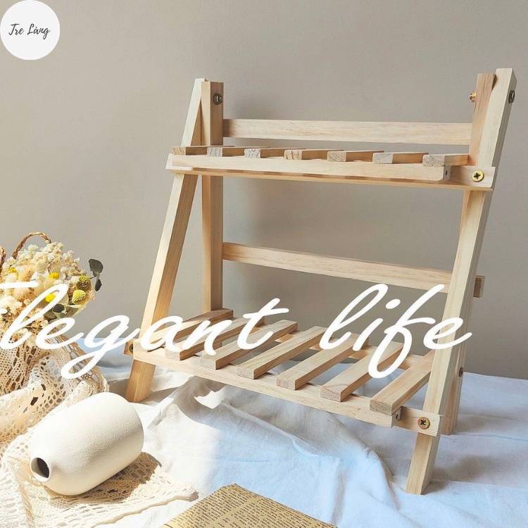 Kệ gỗ để bàn 2 tầng gấp gọn decor tiện dụng góc làm việc cực chill CUTE SHOP