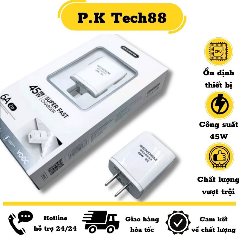 Củ sạc 45W 6A sạc siêu nhanh nhiều dòng máy C17 sendem