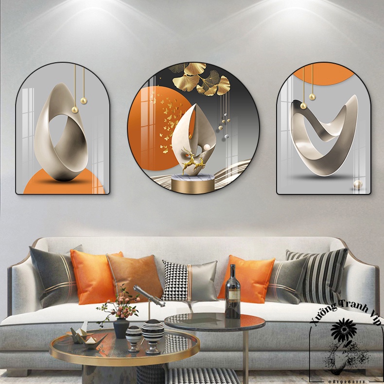 Bộ 3 Tranh Tráng Gương Treo Tường Phong Cách Tối Giản Hiện Đại Sang Trọng Phù Hợp Với Nhiều Không Gian Sống