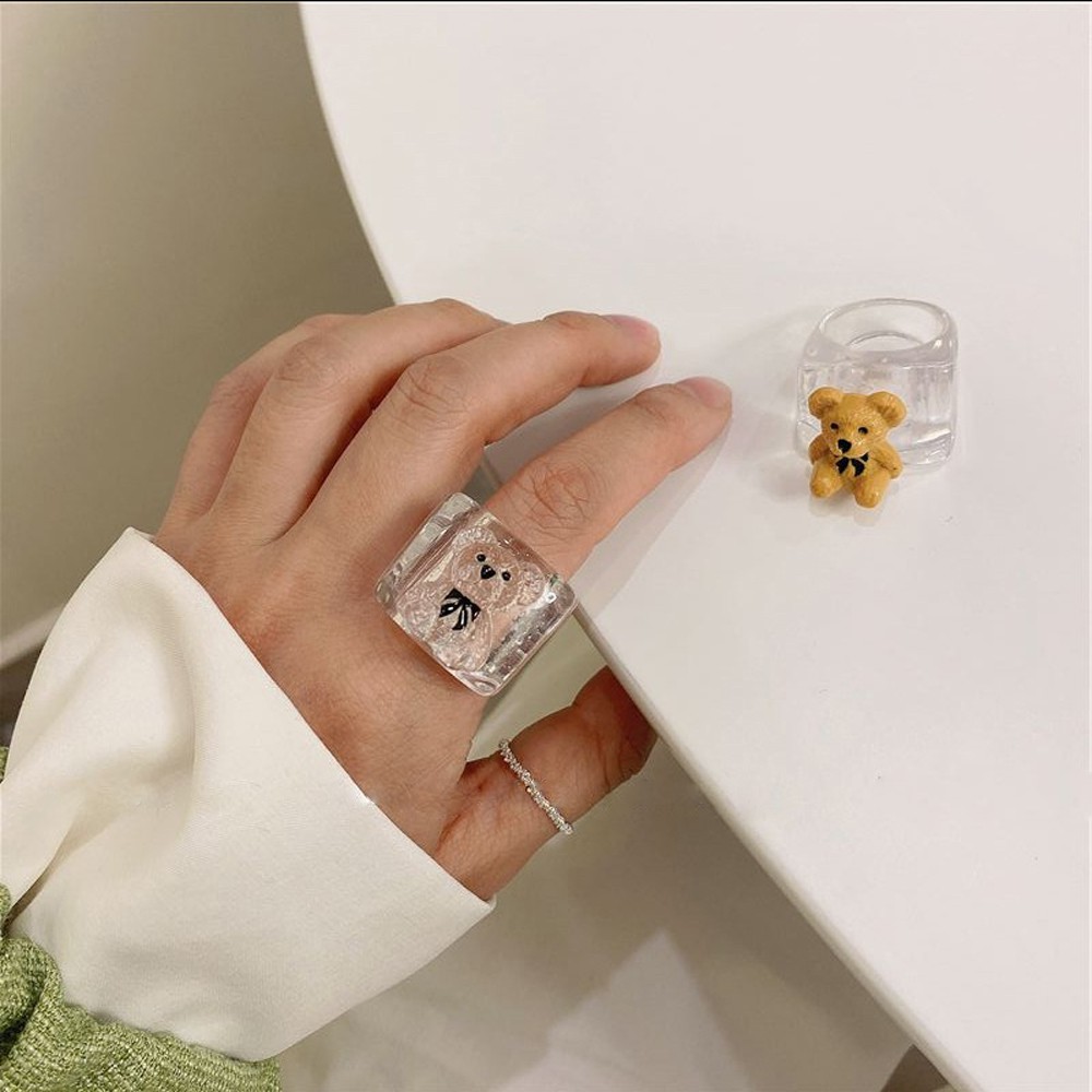 Nhẫn Đeo Tay Kim Loại Tạo Hình Gấu Dễ Thương Cho Nữ