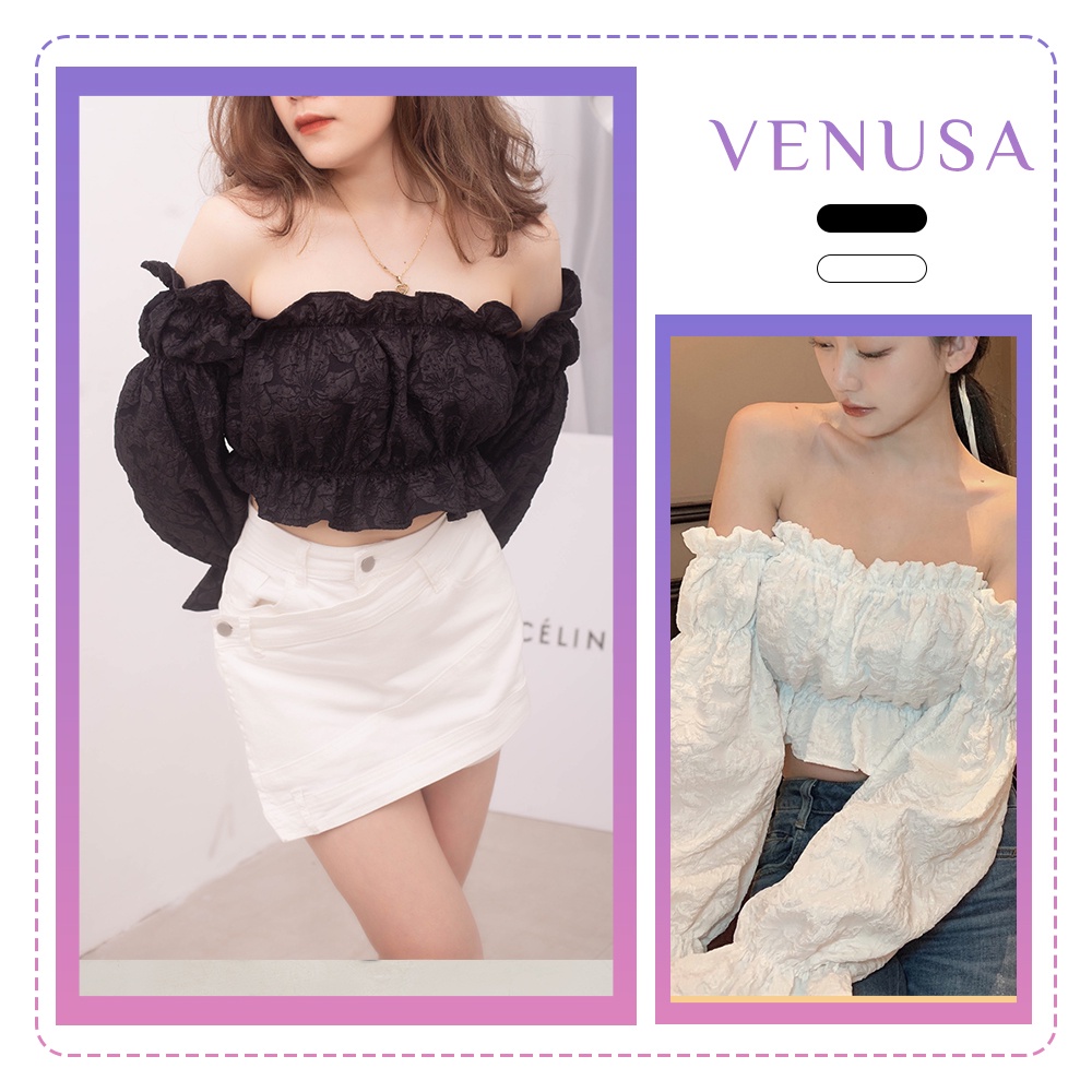 Áo trễ vai tay rời chun tay co giãn bánh bèo tiểu thư VENUSA ANH02