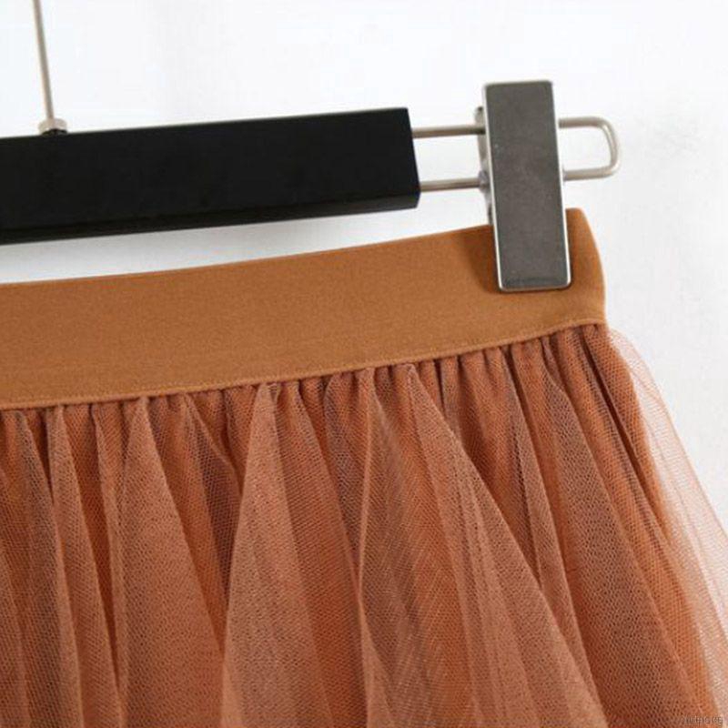 Korean Women Elastic High Waist Solid Color Irregular Mesh Stitching Wild A-line Long Paragraph Skirt | BigBuy360 - bigbuy360.vn