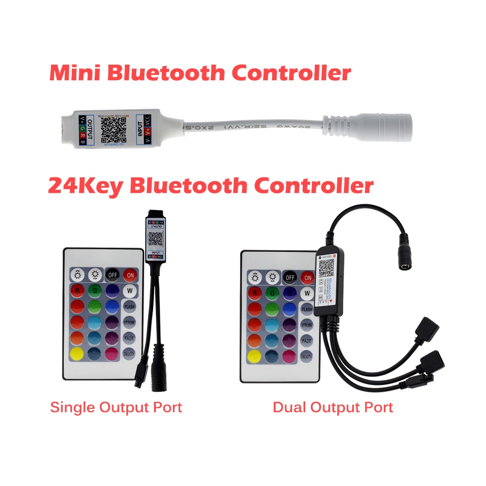 Bộ điều khiển đèn LED RGB và nhạc bluetooth qua giọng nói DC5-24V có chế độ hẹn giờ cho dây đèn LED 5050 4040 3528 2835