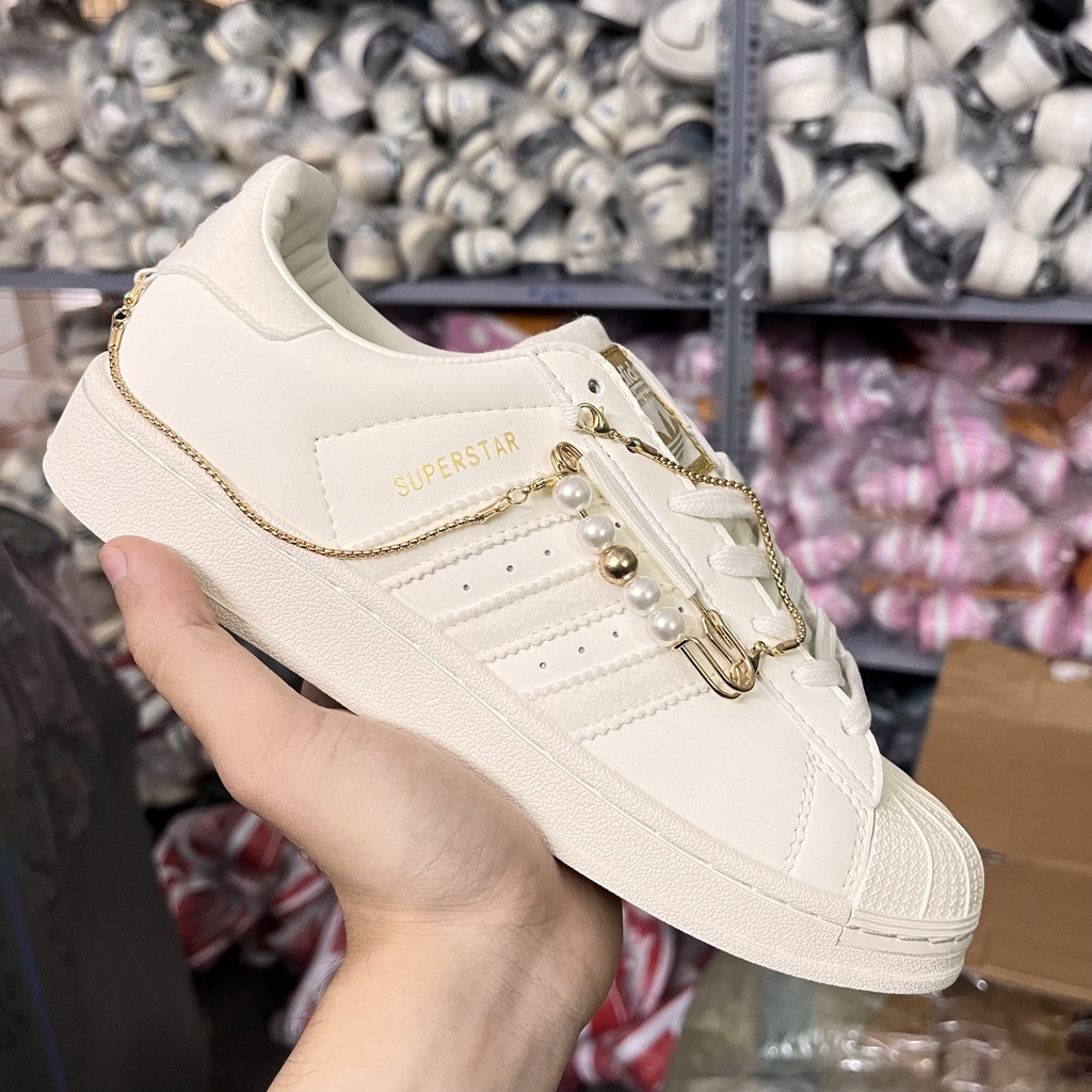 Giày sneakes Nam Nữ Trắng 𝑨𝒅𝒊𝒅𝒂s𝒔 𝑴𝒖̃𝒊 𝑺𝒐̀, Giày Thể Thao Das 𝑺𝒐̀ Ngọc trai Tím, Ngọc trai Vàng