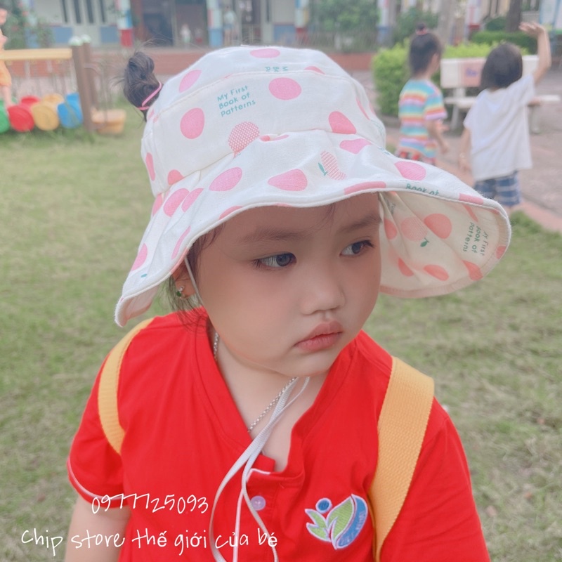 Mũ vành rộng chống nắng cho bé , mũ hở chóp phong cách Hàn Quốc