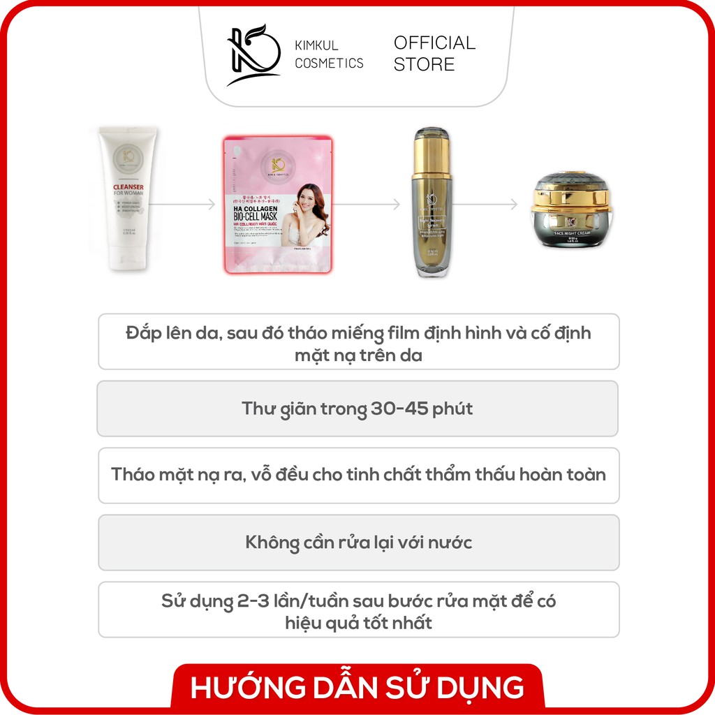 Hộp 8 mặt nạ KimKul HA Collagen giúp dưỡng trắng chống lão hóa se khít chân lông