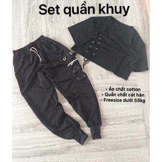 Set áo croptop & quần jogger siêu chất - kèm ảnh thật