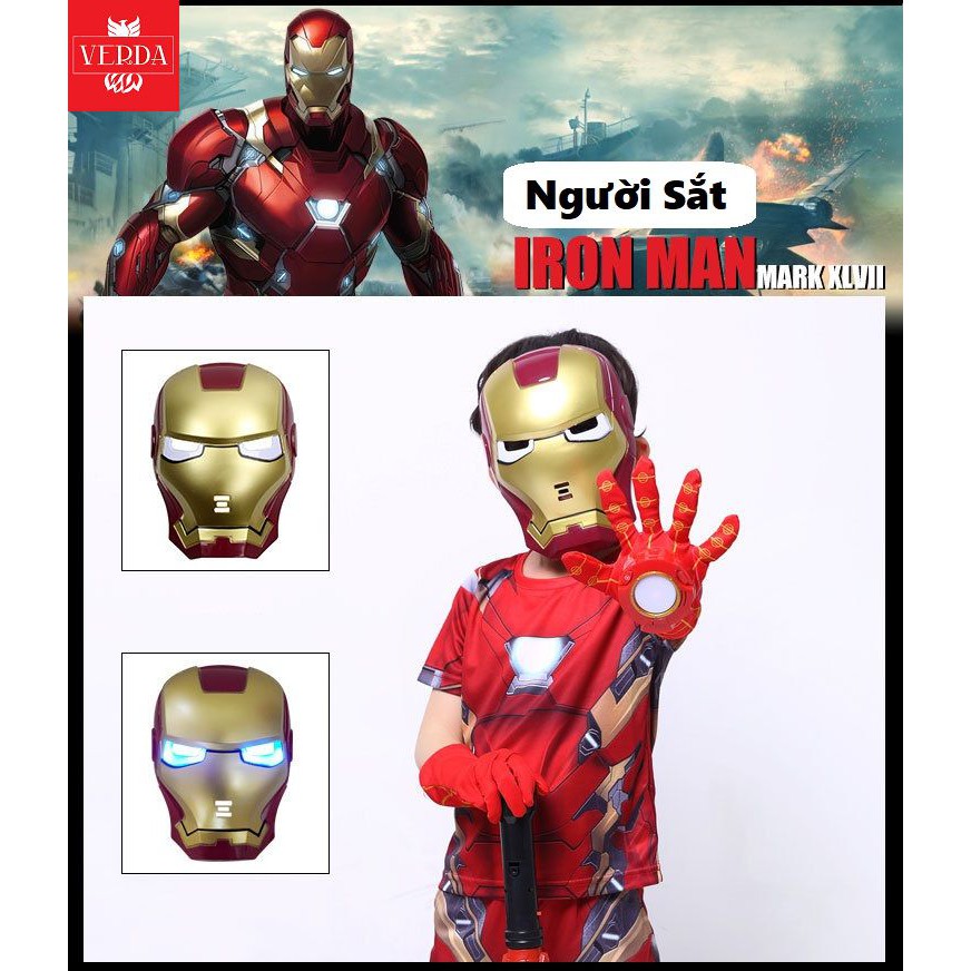 Mặt nạ siêu nhân spiderman có đèn đồ chơi nhập vai spider man captain america ironman batman hulk anh hùng marvel mask