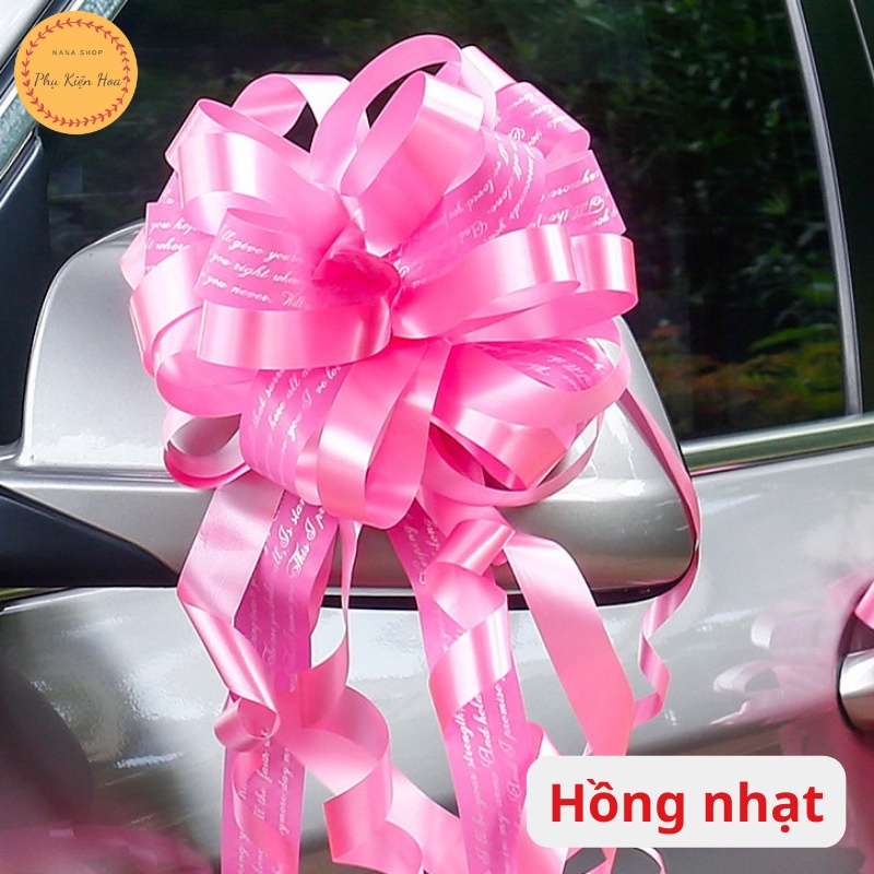 [Set 5 chiếc] Nơ Rút Tú Cầu In Chữ TIẾNG ANH, Size To 18*50cm, Trang Trí Hộp Quà - Tiệc - Xe Hoa