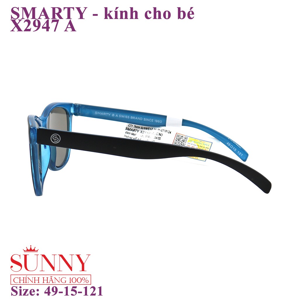 Kính mát nam nữ thời trang Smarty X2947 A chính hãng, bảo hành toàn quốc thiết kế dễ đeo bảo vệ mắt