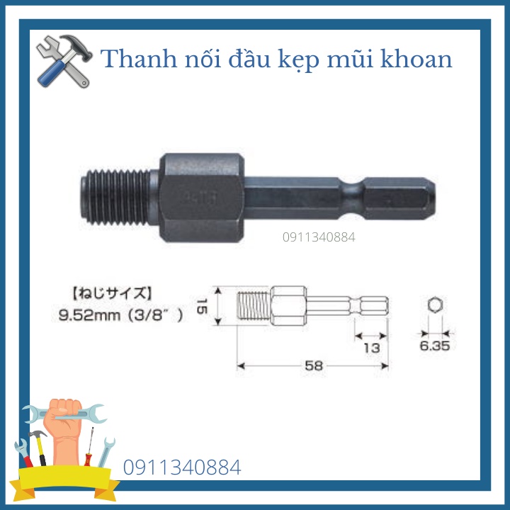 Thanh nối đầu kẹp mũi khoan đuôi lục giác 1/4 Anex Nhật Bản - trục nối đầu kẹp mũi khoan - khớp nối đầu kẹp