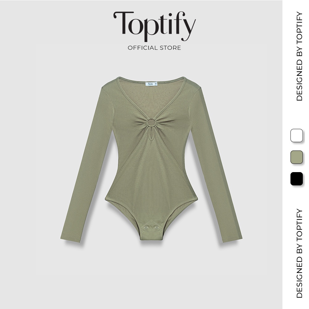 Jumpsuit body tay dài TOPTIFY bodysuit kiểu cổ tim khoen tròn Talia Bodysuit TJT05