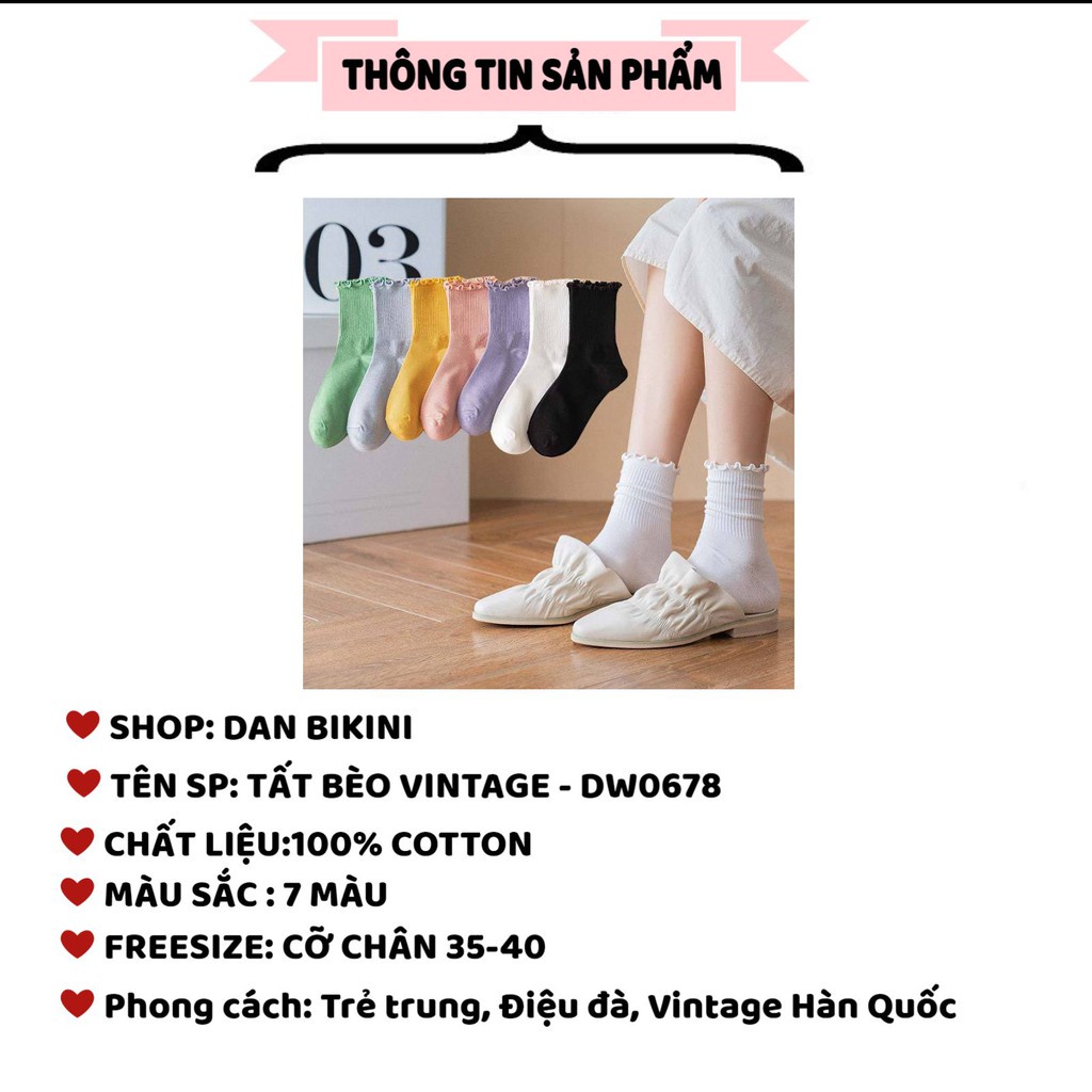 Tất Nữ Cổ Cao Phong Cách Vintage Hàn Quốc cotton được chọn màu mẫu DW0678