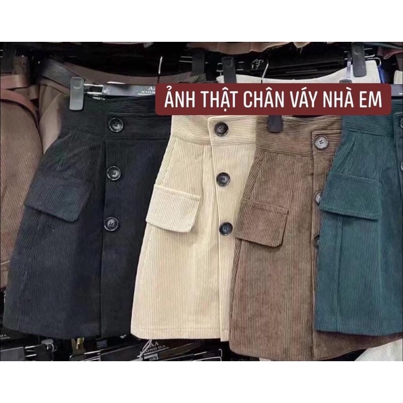 chân váy nhung tăm cạp cao kiểu dáng hàn quốc | BigBuy360 - bigbuy360.vn