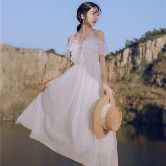 Đầm công chúa 2 dây trễ vai Ulzzang HQ 🌨 | BigBuy360 - bigbuy360.vn
