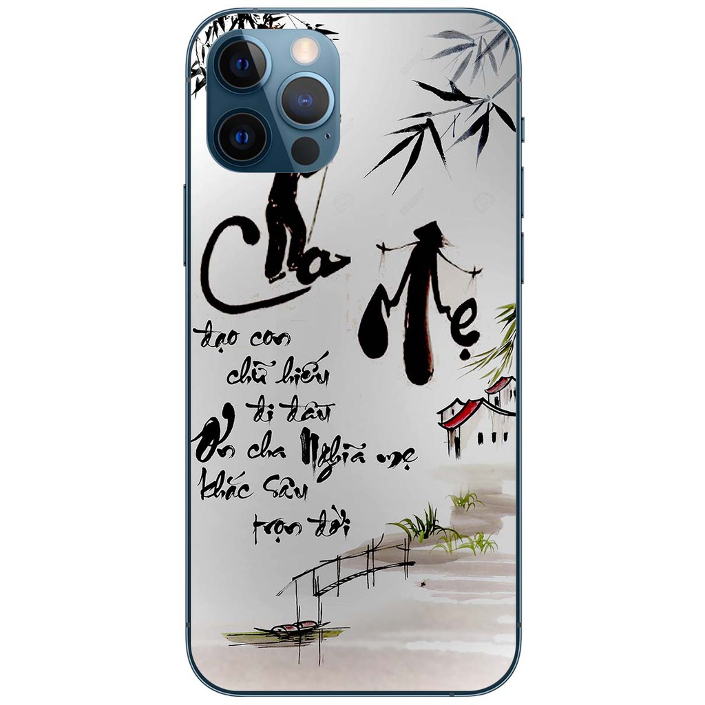 Ốp lưng nhựa dẻo dành cho IPhone 12 Pro, 12 Pro Max, 13 Pro, 13 Pro Max Cha mẹ thư pháp