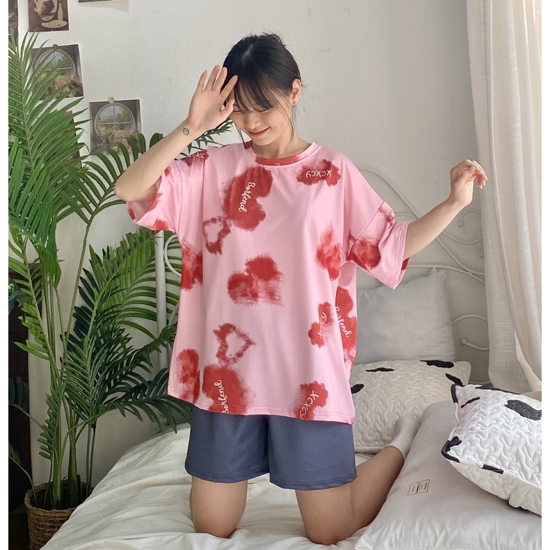 Đồ bộ nữ, bộ đồ ngủ kimono pijama cộc tay mặc nhà chất liệu cotton kiểu Nhật - Poohouse KIMONO-BOXANH