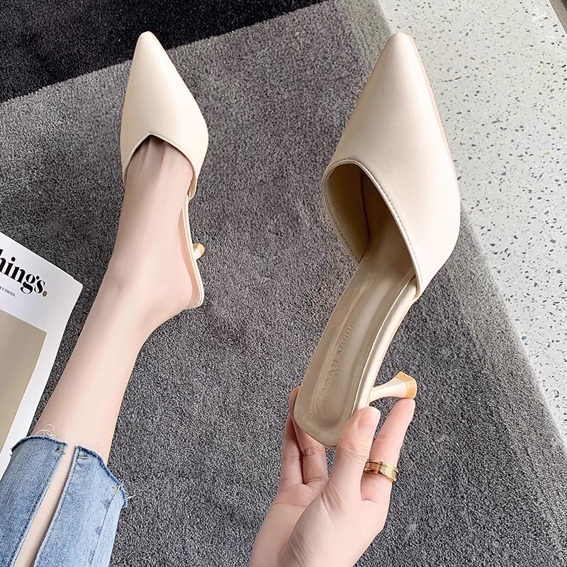 Guốc Nữ Cao Gót Da Mềm 5P Gót Nhọn Mẫu Mới Hót Hít C36