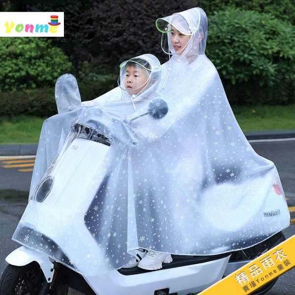 Áo Mưa Trong Suốt Hai Mảnh Dành Cho Mẹ Và Bé Đi Xe Máy