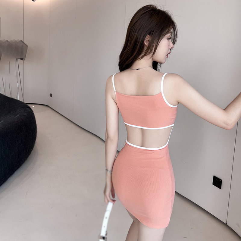 Đầm Không Tay Dáng Ôm Màu Sắc Tương Phản Phong Cách Hàn Quốc Dành Cho Nữ