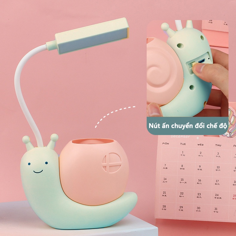 Đèn Học Đèn Học Tích Điện Chống Cận Hình Ốc Sên Mini Cho Bé Xoay 360